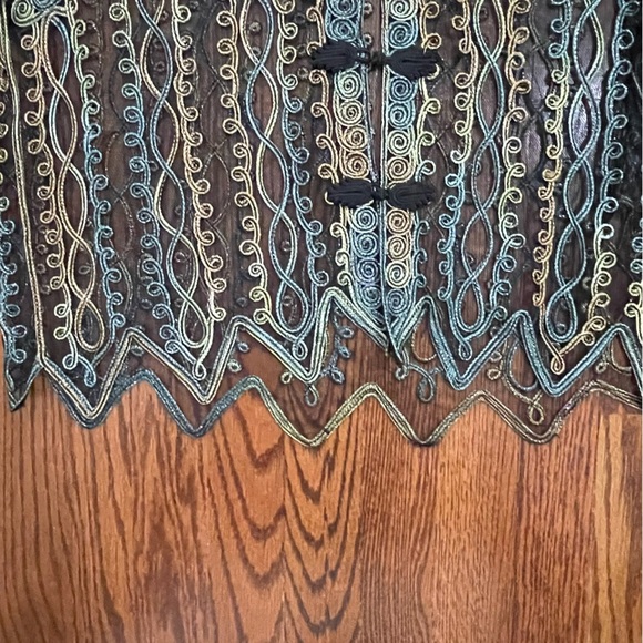 Valenti Vintage Sheer Filagree Jacket / Cover Up Blue Gold Size M - Picture 6 of 9